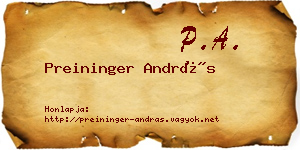 Preininger András névjegykártya